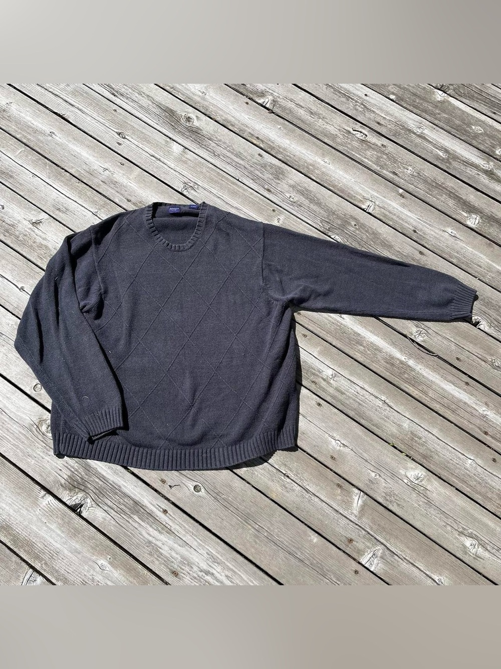 Arrow charcoal grey diamond patterned grandpa sweater